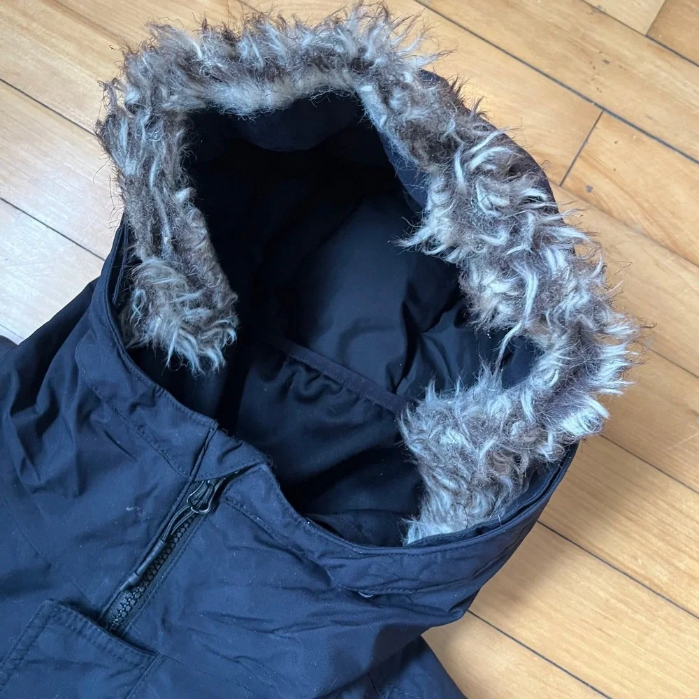 The North Face Mens Gotham Parka Black Faux Fur Hood HyVent Jacket Small - Picture 4 of 6